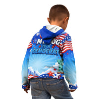 My Dog Is A Democrat Kid Hoodie Golden Retriever Patriotic American Flag Graphic
