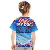 My Dog Is A Democrat Kid T Shirt Golden Retriever Patriotic American Flag Graphic