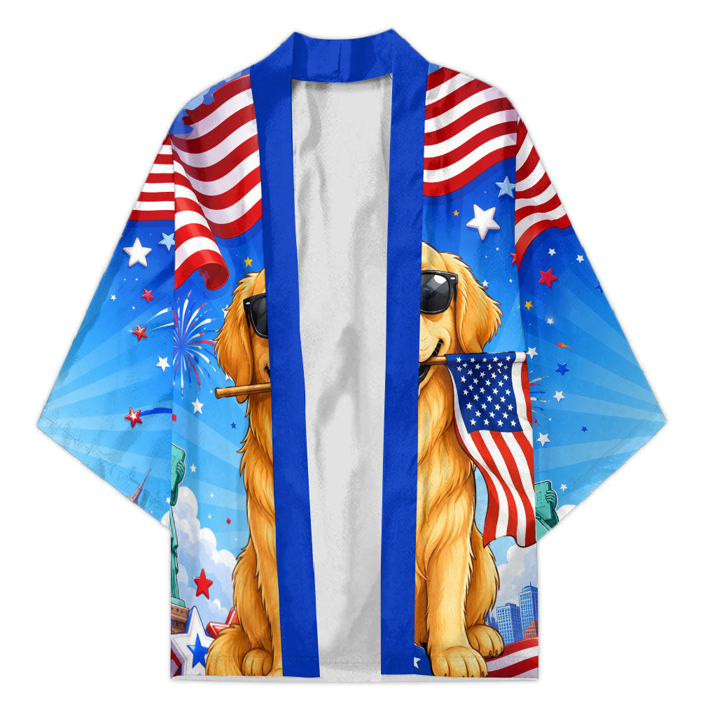 My Dog Is A Democrat Kimono Golden Retriever Patriotic American Flag Graphic