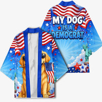 My Dog Is A Democrat Kimono Golden Retriever Patriotic American Flag Graphic