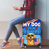 My Dog Is A Democrat Luggage Cover Golden Retriever Patriotic American Flag Graphic