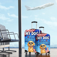 My Dog Is A Democrat Luggage Cover Golden Retriever Patriotic American Flag Graphic