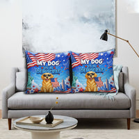 My Dog Is A Democrat Pillow Cover Golden Retriever Patriotic American Flag Graphic