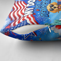 My Dog Is A Democrat Pillow Cover Golden Retriever Patriotic American Flag Graphic