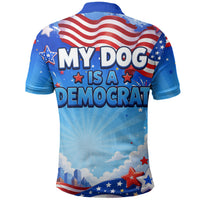 My Dog Is A Democrat Polo Shirt Golden Retriever Patriotic American Flag Graphic