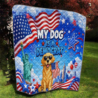 My Dog Is A Democrat Quilt Golden Retriever Patriotic American Flag Graphic