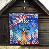 My Dog Is A Democrat Quilt Golden Retriever Patriotic American Flag Graphic