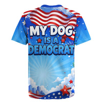 My Dog Is A Democrat Rugby Jersey Golden Retriever Patriotic American Flag Graphic