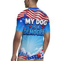 My Dog Is A Democrat Rugby Jersey Golden Retriever Patriotic American Flag Graphic