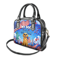 My Dog Is A Democrat Shoulder Handbag Golden Retriever Patriotic American Flag Graphic