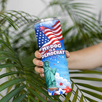 My Dog Is A Democrat Skinny Tumbler Golden Retriever Patriotic American Flag Graphic