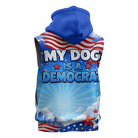 My Dog Is A Democrat Sleeveless Hoodie Golden Retriever Patriotic American Flag Graphic