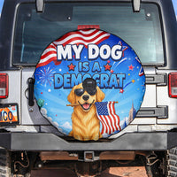 My Dog Is A Democrat Spare Tire Cover Golden Retriever Patriotic American Flag Graphic