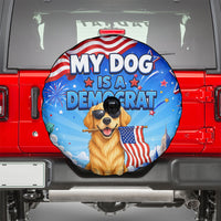 My Dog Is A Democrat Spare Tire Cover Golden Retriever Patriotic American Flag Graphic
