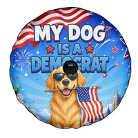 My Dog Is A Democrat Spare Tire Cover Golden Retriever Patriotic American Flag Graphic