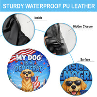 My Dog Is A Democrat Spare Tire Cover Golden Retriever Patriotic American Flag Graphic