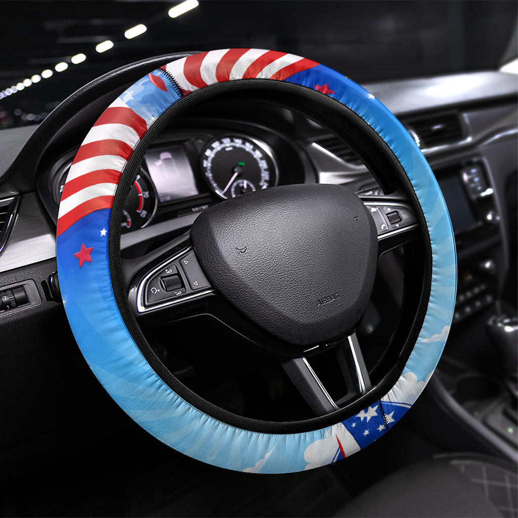 My Dog Is A Democrat Steering Wheel Cover Golden Retriever Patriotic American Flag Graphic