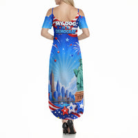 My Dog Is A Democrat Summer Maxi Dress Golden Retriever Patriotic American Flag Graphic