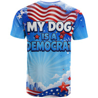 My Dog Is A Democrat T Shirt Golden Retriever Patriotic American Flag Graphic