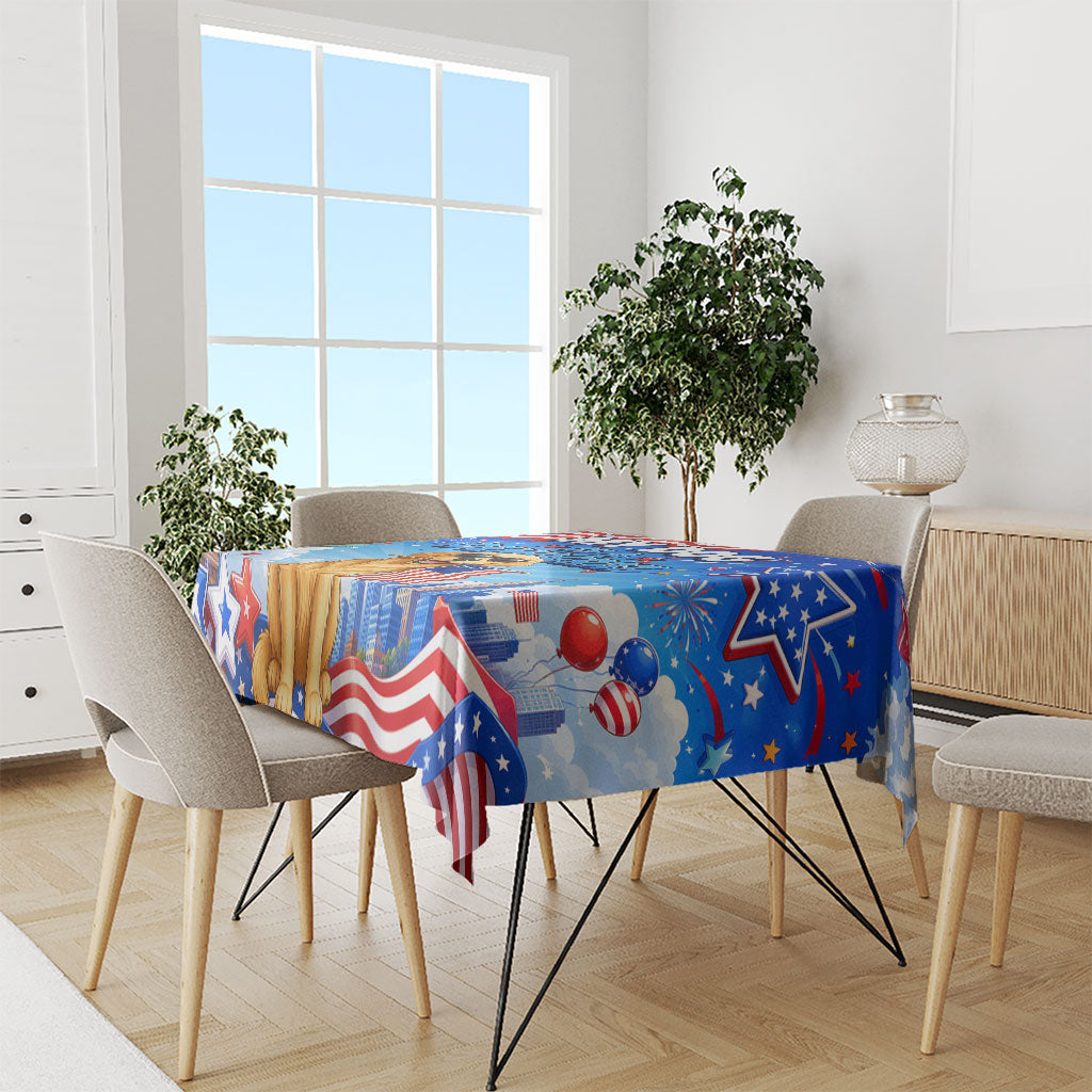 My Dog Is A Democrat Tablecloth Golden Retriever Patriotic American Flag Graphic