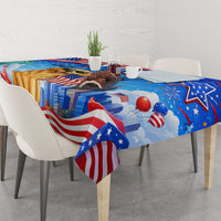 My Dog Is A Democrat Tablecloth Golden Retriever Patriotic American Flag Graphic