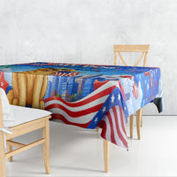 My Dog Is A Democrat Tablecloth Golden Retriever Patriotic American Flag Graphic