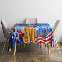 My Dog Is A Democrat Tablecloth Golden Retriever Patriotic American Flag Graphic