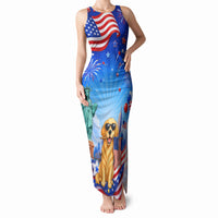 My Dog Is A Democrat Tank Maxi Dress Golden Retriever Patriotic American Flag Graphic