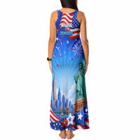 My Dog Is A Democrat Tank Maxi Dress Golden Retriever Patriotic American Flag Graphic