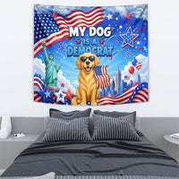 My Dog Is A Democrat Tapestry Golden Retriever Patriotic American Flag Graphic