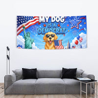 My Dog Is A Democrat Tapestry Golden Retriever Patriotic American Flag Graphic