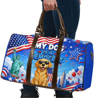 My Dog Is A Democrat Travel Bag Golden Retriever Patriotic American Flag Graphic