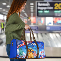 My Dog Is A Democrat Travel Bag Golden Retriever Patriotic American Flag Graphic