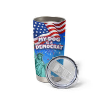 My Dog Is A Democrat Tumbler Cup Golden Retriever Patriotic American Flag Graphic