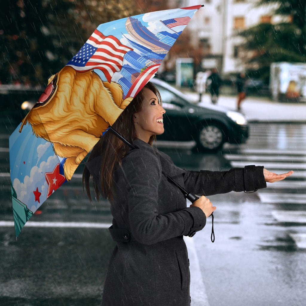 My Dog Is A Democrat Umbrella Golden Retriever Patriotic American Flag Graphic