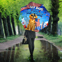 My Dog Is A Democrat Umbrella Golden Retriever Patriotic American Flag Graphic