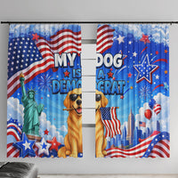 My Dog Is A Democrat Window Curtain Golden Retriever Patriotic American Flag Graphic