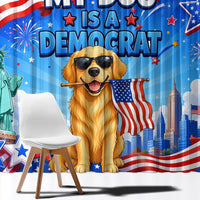My Dog Is A Democrat Window Curtain Golden Retriever Patriotic American Flag Graphic