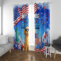 My Dog Is A Democrat Window Curtain Golden Retriever Patriotic American Flag Graphic
