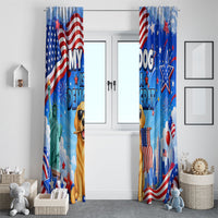 My Dog Is A Democrat Window Curtain Golden Retriever Patriotic American Flag Graphic