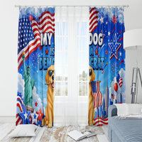 My Dog Is A Democrat Window Curtain Golden Retriever Patriotic American Flag Graphic