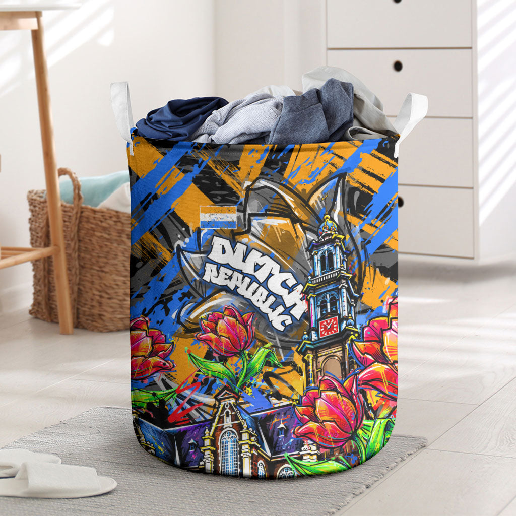 Amsterdam Dutch Republic Netherlands Laundry Basket Urban Graffiti Patriotic Landmark Tulips