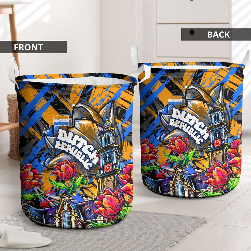 Amsterdam Dutch Republic Netherlands Laundry Basket Urban Graffiti Patriotic Landmark Tulips