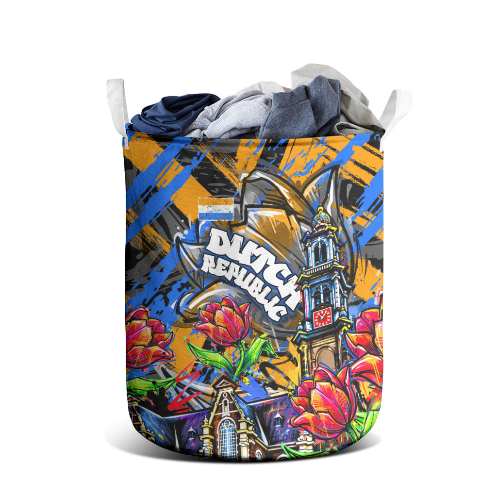 Amsterdam Dutch Republic Netherlands Laundry Basket Urban Graffiti Patriotic Landmark Tulips