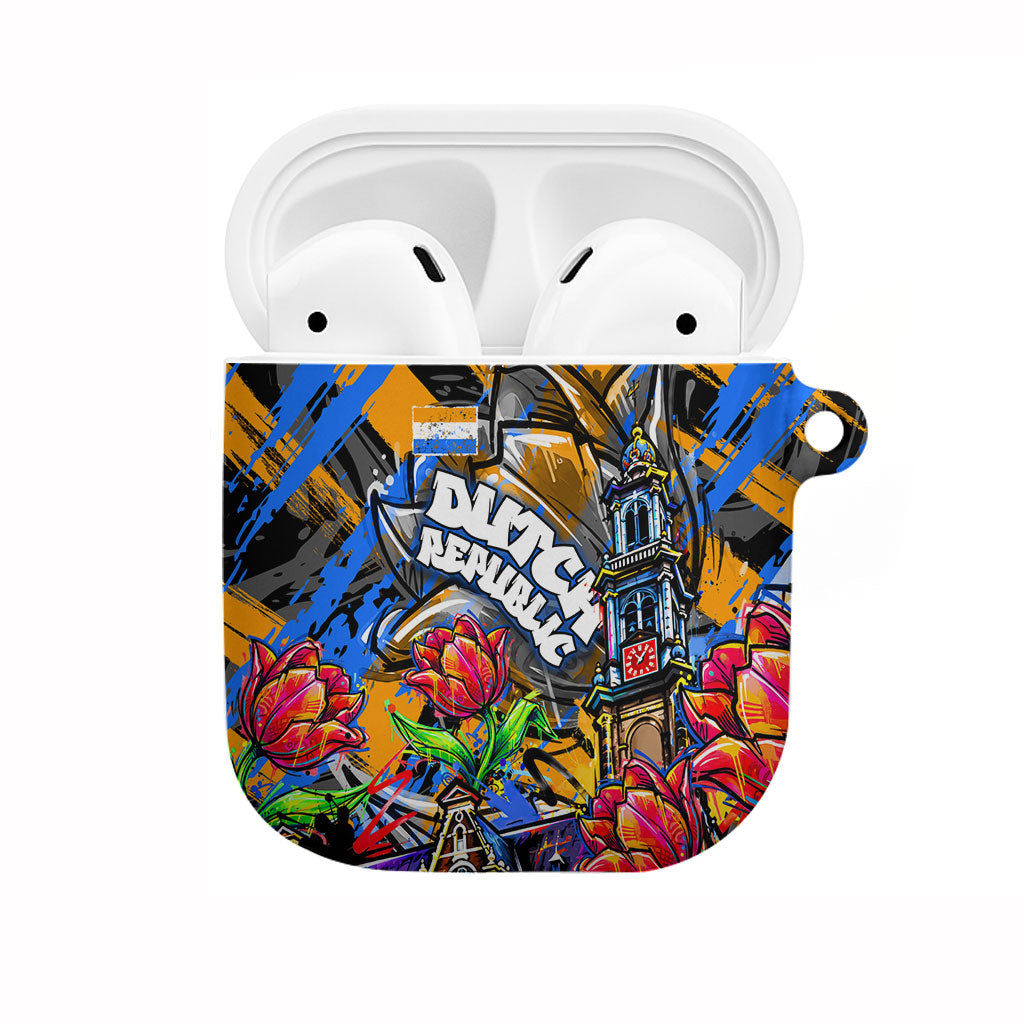 Amsterdam Dutch Republic Netherlands AirPods Case Urban Graffiti Patriotic Landmark Tulips