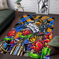 Amsterdam Dutch Republic Netherlands Area Rug Urban Graffiti Patriotic Landmark Tulips