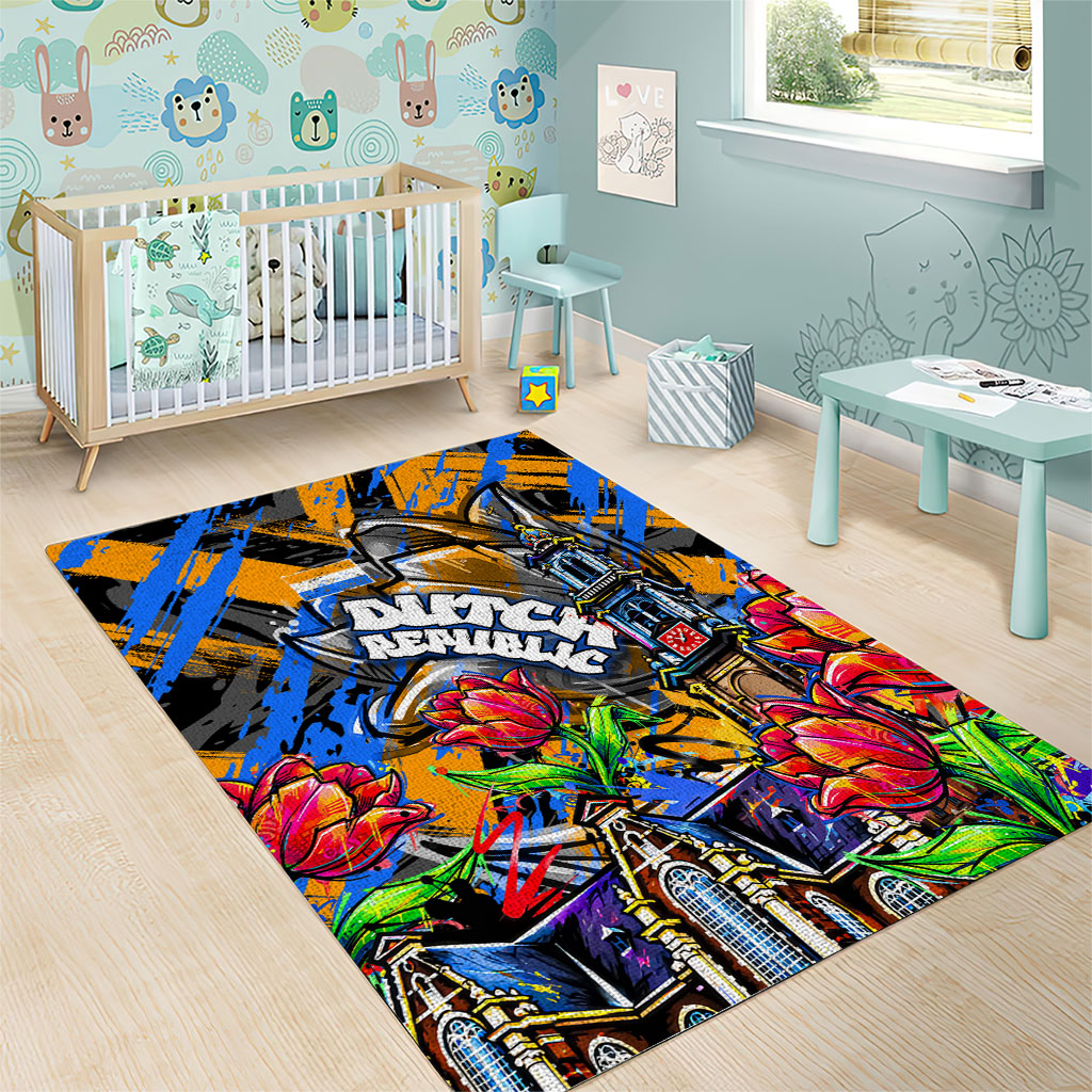 Amsterdam Dutch Republic Netherlands Area Rug Urban Graffiti Patriotic Landmark Tulips