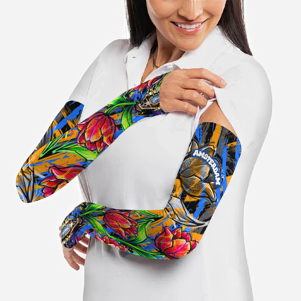Amsterdam Dutch Republic Netherlands Arm Sleeves Urban Graffiti Patriotic Landmark Tulips