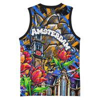 Amsterdam Dutch Republic Netherlands Basketball Jersey Urban Graffiti Patriotic Landmark Tulips