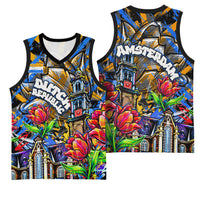 Amsterdam Dutch Republic Netherlands Basketball Jersey Urban Graffiti Patriotic Landmark Tulips